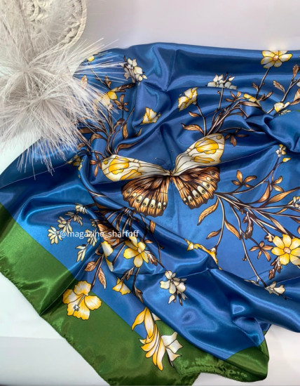 Платок шелковый на голову и шею