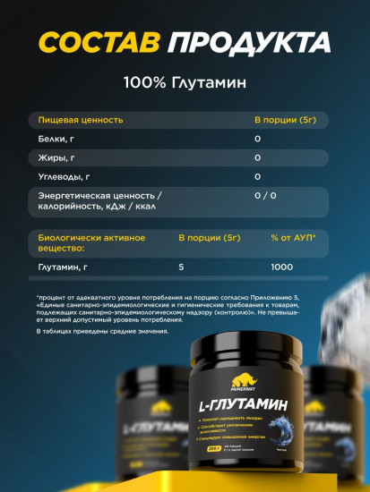 Аминокислота L-Glutamine Л-глютамин чистый «Без вкуса»
