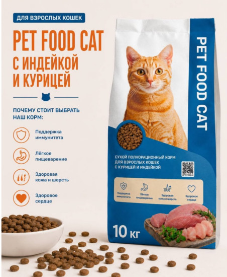 Сухой корм для кошек котов индейка, курица