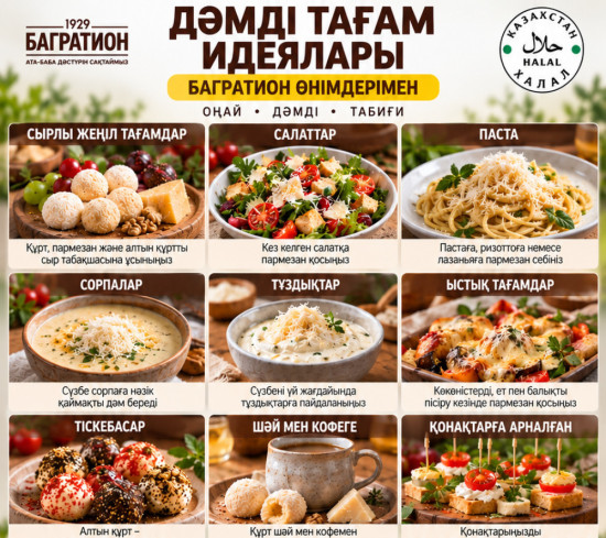 Подарочный набор Багратион с куртом и Пармезаном + Сузбе / Багратион құрт пен Пармезан сыйлық жиынтығы + Сүзбе сыйлыққа