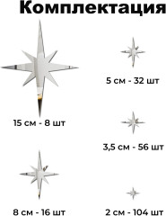 Набор наклеек зеркальных интерьерных «Звезды-2» - Фото 1