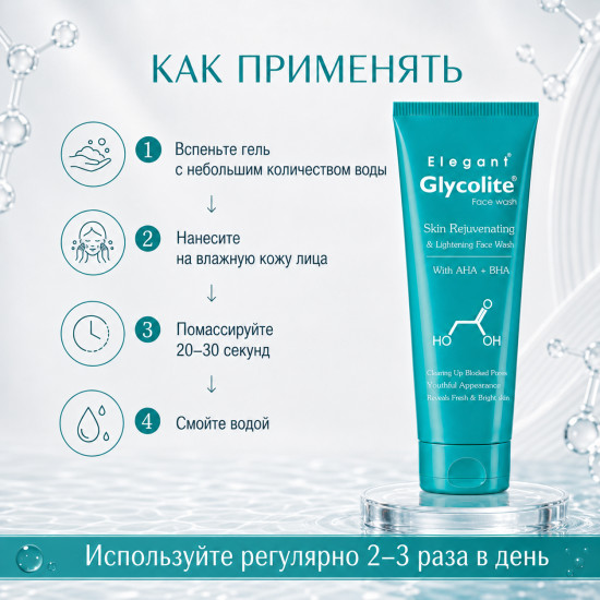 Пенка от акне, прыщей и жирного блеска с гликолевой кислотой 6% и салициловой кислотой 2% Гликолайт Макс, 200 мл