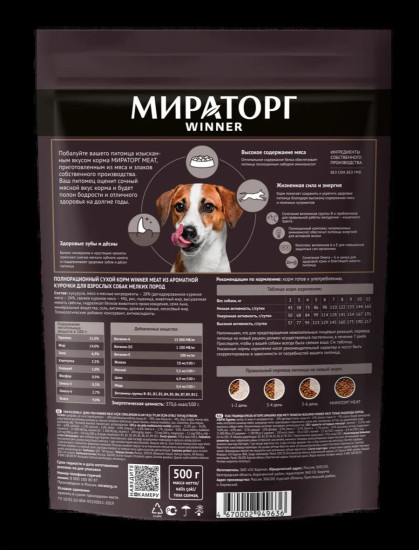 Сухой корм Meat для взрослых собак мелких пород, из курицы
