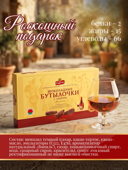 Набор конфет «Шоколадные бутылочки с ликером»