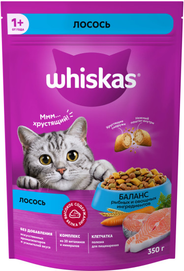 Корм сухой для кошек «Вкусные подушечки с нежным паштетом. Аппетитный обед с лососем»