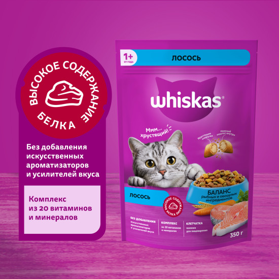 Корм сухой для кошек «Вкусные подушечки с нежным паштетом. Аппетитный обед с лососем»