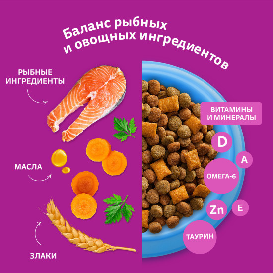 Корм сухой для кошек «Вкусные подушечки с нежным паштетом. Аппетитный обед с лососем»
