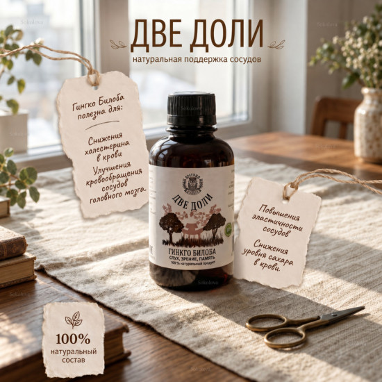 Бальзам гинкго билоба для мозгового кровообращения «Две доли»