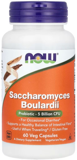 Saccharomyces Boulardii 5 Billion CFU, Сахаромицеты Буларди 5 млрд, 60 капсул, поддержка пищеварения
