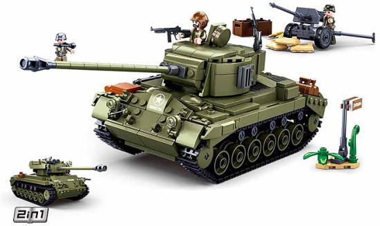 Конструктор «Американский средний танк с фигурками военных»