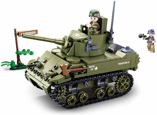 Конструктор «Армейский лёгкий танк с фигурками военных»