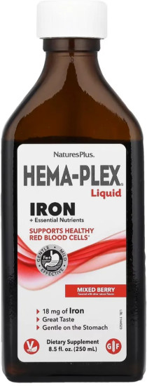Hema-Plex, жидкое железо со вкусом ягод, 250 ml, для восполнения дефицита