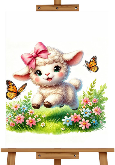 Мозаика алмазная «Ягнёнок на лужайке»