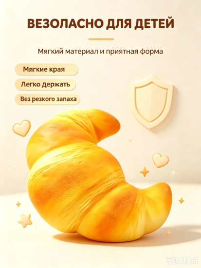 Мягкая игрушка-сквиш в форме круассана