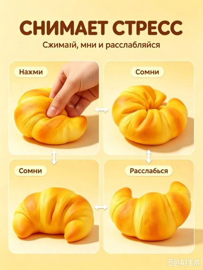 Мягкая игрушка-сквиш в форме круассана