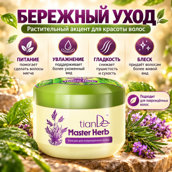 Бальзам для повреждённых волос Master Herb, питательный уход для сухих и ломких волос