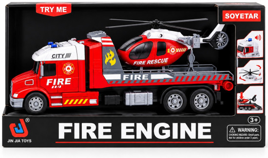 Пожарный грузовик Toystar с вертолётом Fire Rescue красный