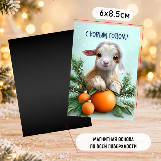 Набор новогодних магнитов на холодильник 9 шт 6×8,5 см