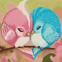 Мозаика алмазная «Птицы неразлучники» - Фото 1