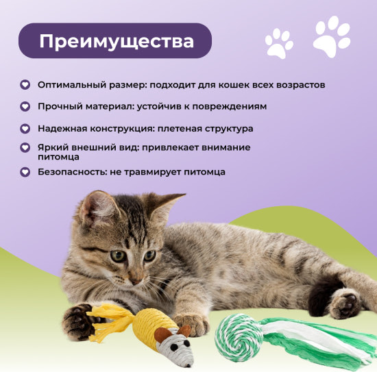 Набор игрушек для кошек «Плетёные шуршалки» Naturalness, 2 шт.