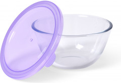 Миска стеклянная с пластиковой крышкой - Фото 1