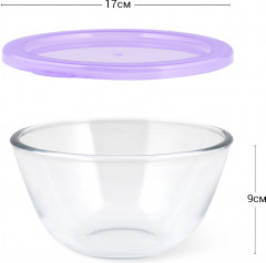 Миска стеклянная с пластиковой крышкой - Фото 2