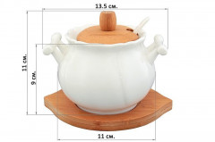 Сахарница с ложкой на деревянной подставке «Айсберг» - Фото 1