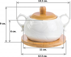 Сахарница с ложкой на деревянной подставке «Айсберг» - Фото 1