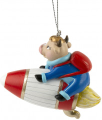 Игрушка ёлочная «Бычок на ракете» - Фото 1