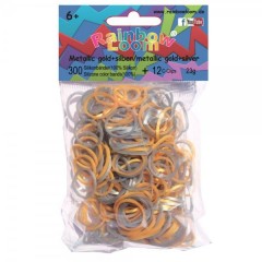Силиконовые резиночки для плетения браслетов «Rainbow Loom», серебро-золото металлик - Фото 1