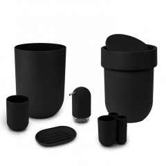 Контейнер мусорный с крышкой «Touch», черный - Фото 1