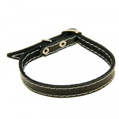 Ошейник 1-слойный из кожи, 1,2 х 34 см, черный - Фото 2