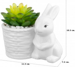 Кашпо-фигурка «Заяц с цветком» - Фото 4