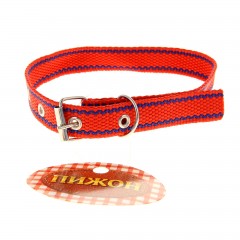 Ошейник из нейлона (48 х 2 см), красный с синей прострочкой - Фото 2