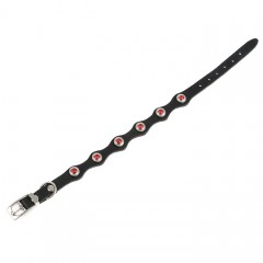 Ошейник однослойный (ширина 1 см) украшенный, цвета в ассортименте - Фото 1