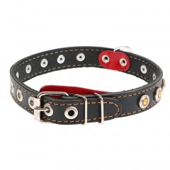 Ошейник однослойный украшенный (ширина 2 см) с выносным кольцом, цвета в ассортименте - Фото 3
