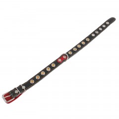 Ошейник однослойный украшенный (ширина 2 см) с выносным кольцом, цвета в ассортименте - Фото 2