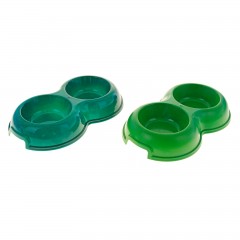 Миска двойная (200 мл), зеленая - Фото 1