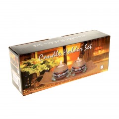 Два подсвечника с декором «Фантазия» на подставке, кофе с золотом - Фото 1