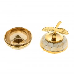 Шкатулка латунная «Яблоко» с перламутровыми вставками - Фото 1