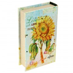 Сейф-книга шёлк «Подсолнух с бабочкой» 21 х 13 х 5 см - Фото 1