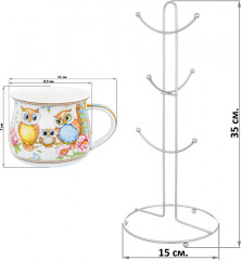 Набор кружек на подставке «Совушки» - Фото 1
