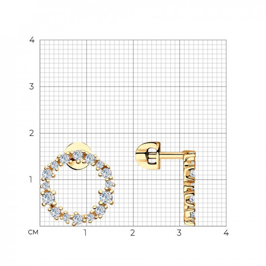 Серьги из золочёного серебра с фианитами