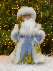 Игрушка новогодняя «Дед Мороз в голубой шубе и белой шапке» - Фото 1