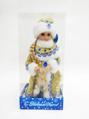 Игрушка новогодняя «Снегурочка в синей с золотом шубе и шапке» - Фото 5