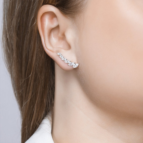 Серьги из серебра с фианитами
