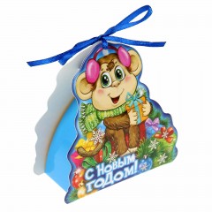 Коробка сборная фигурная «Обезьянка на подарке», (9х3,5x9 см) - Фото 3