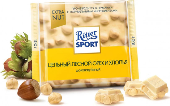 Шоколад белый «Цельный лесной орех и хлопья»