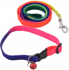 Поводок с ошейником и бубенчиком «Радуга» - Фото 3