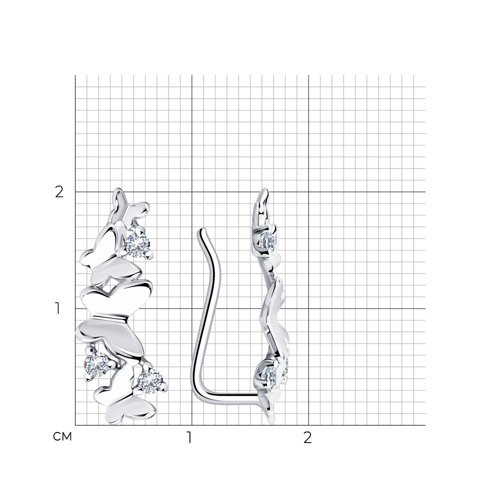 Серьги из серебра с фианитами